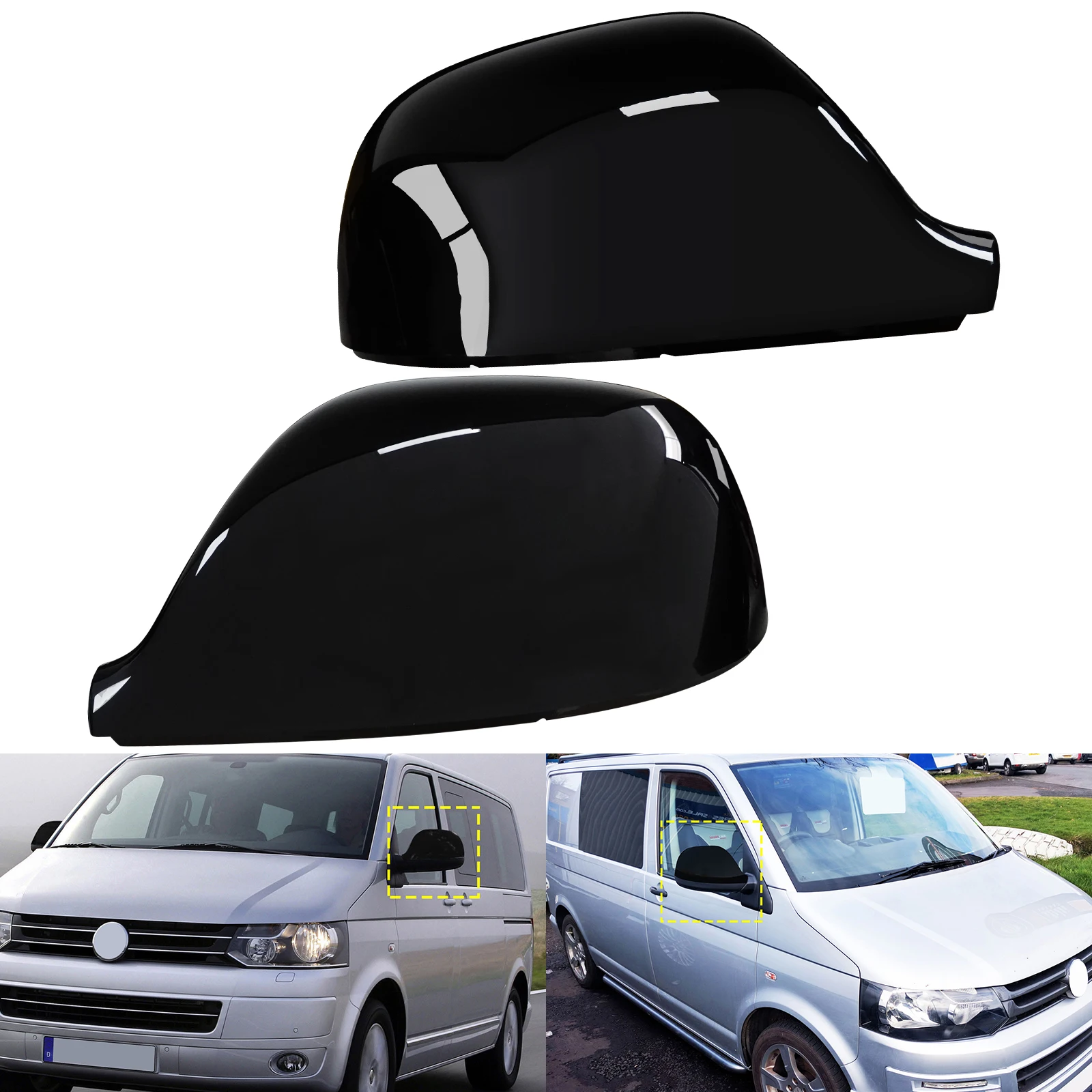 

Для VW T6 Transporter 2015-2019 крылья дверь зеркала заднего вида колпачки глянцевый черный