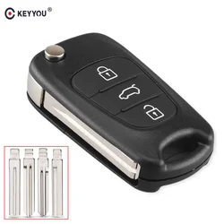 KEYYOU 20x Remote Car Key Shell 3 Buttons Flip Key Case For Kia K2 K5 Rio 3 Picanto Ceed Cerato For Hyundai Tucson ix25 ix35 i30