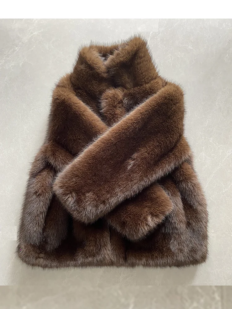New Street สไตล์ยาว Plush Coat ผู้หญิงหนาหนาเย็นฤดูใบไม้ร่วงฤดูหนาว Faux FUR Coat คุณภาพสูง Fluffy ย้อม Fox FUR JACKET