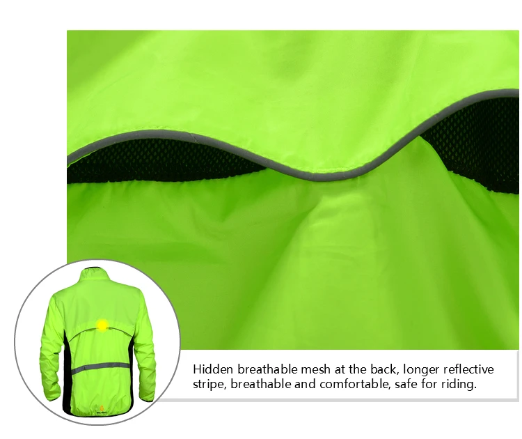 WOSAWE Herren winddichte wasserabweisende reflektierende Fahrradjacke MTB Fahrrad Langarm Windjacke Fahrradmantel Jersey – Detail 12