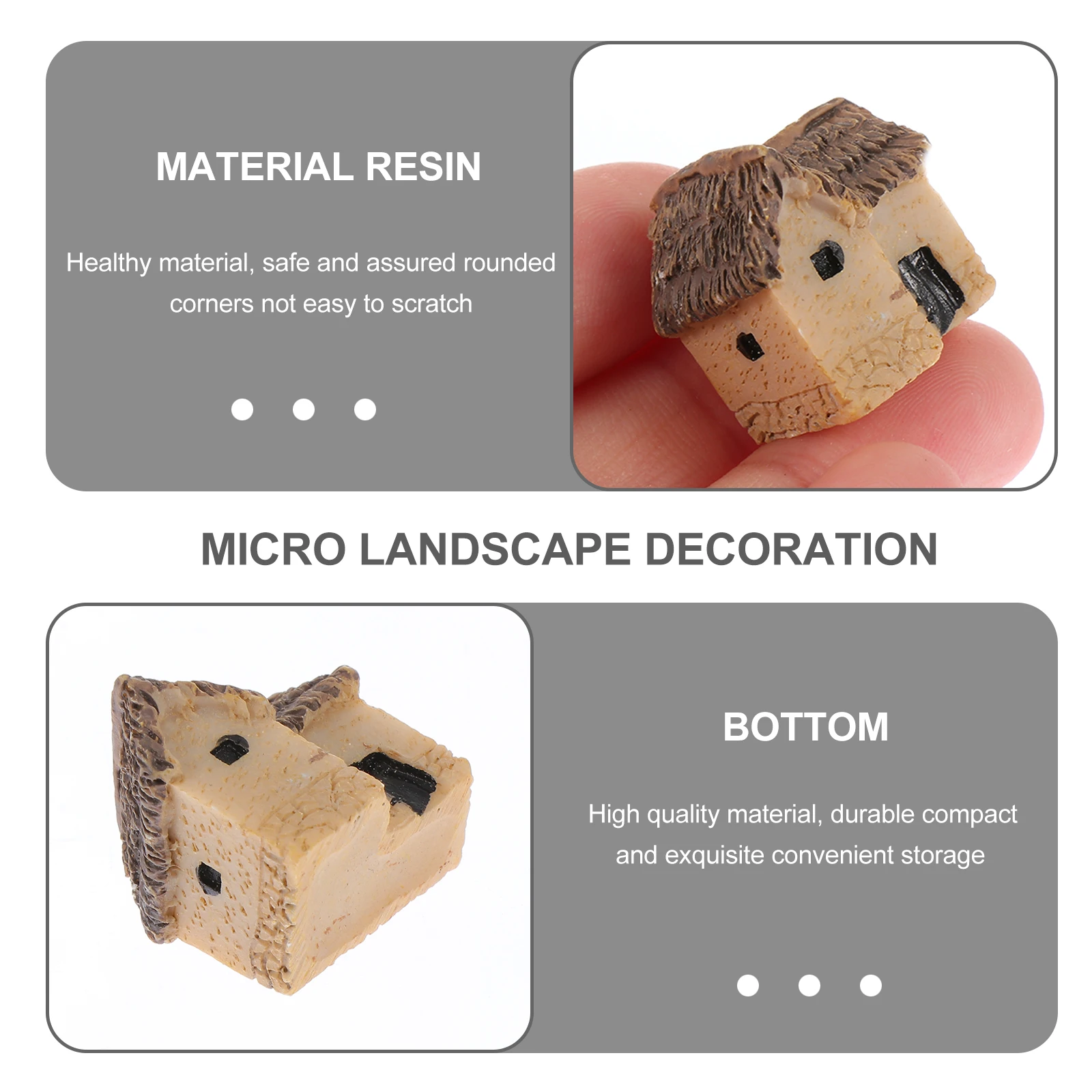 

10 Pcs Mini Wooden House Castle Ornaments Resin Material Landscape Decorations Tiny Cabin Statue Accessories