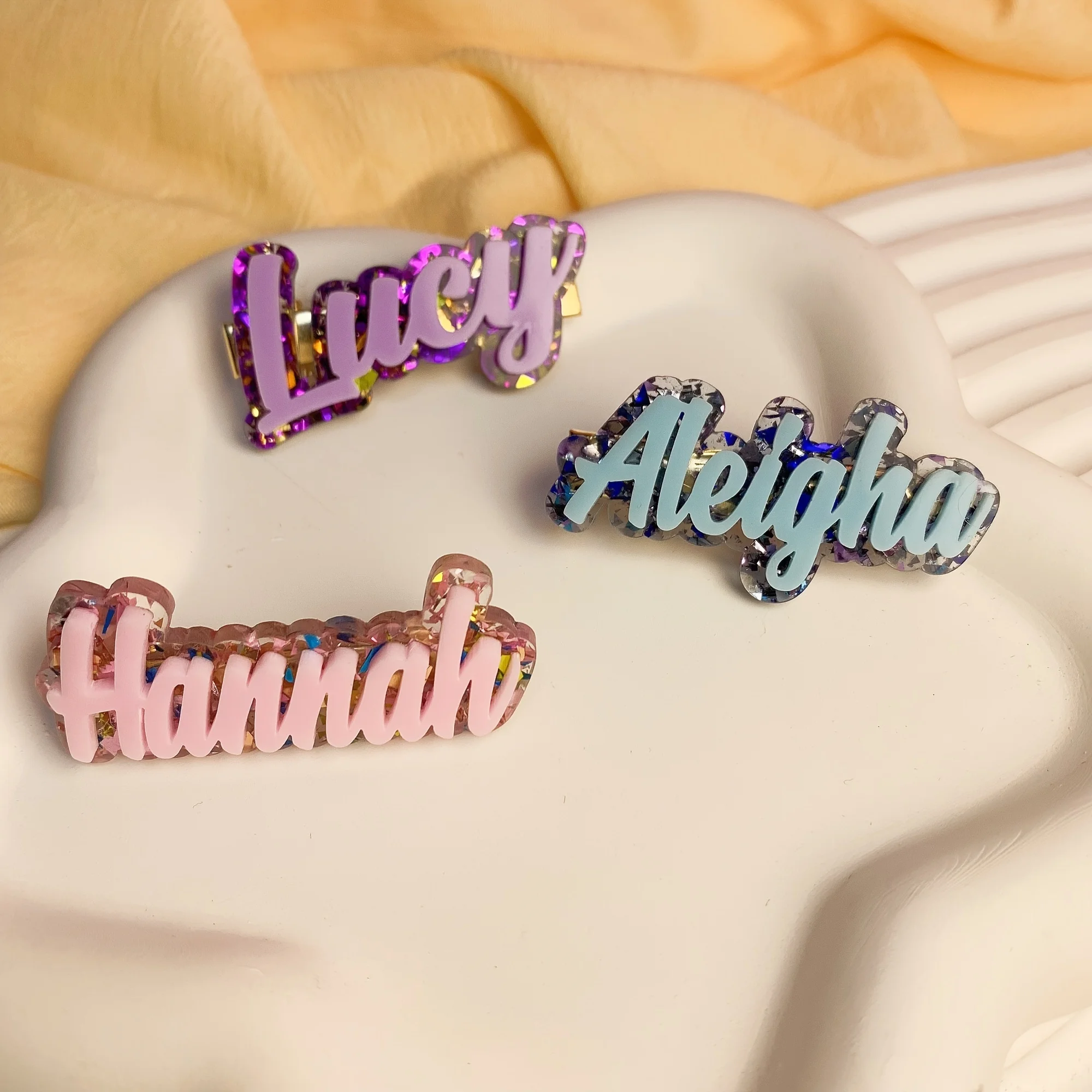 Custom Hair Clip - 1PC Personalized PMMA Comfortable Color Name Laser Engraved DIY Accessory for Daily Use, Teens & Cute Gifts, image 4