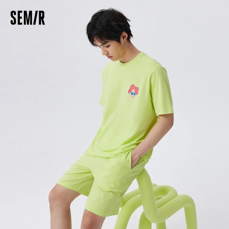 Semir Household Suit Men Daily Comfortable And Breathable Cartoon Print Casual Style Wear Short Sleeve Pajamas