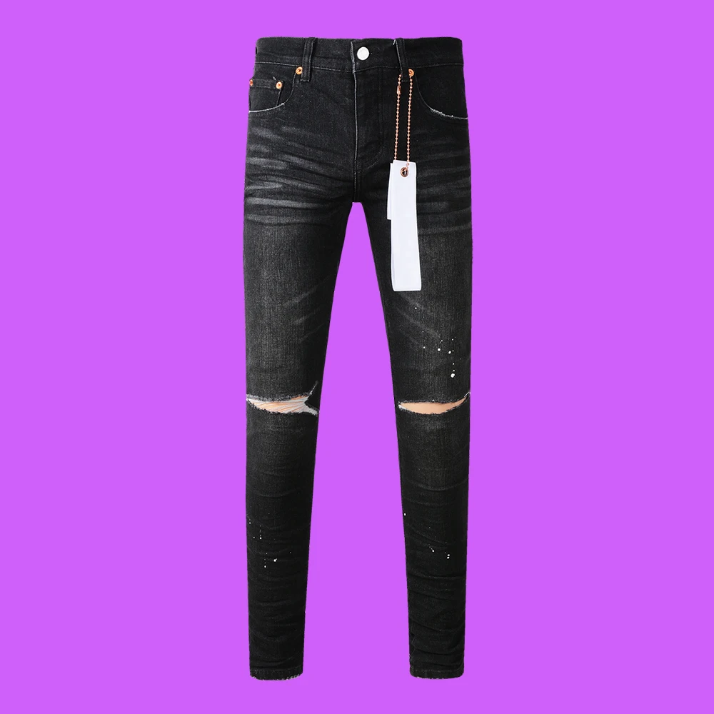 New Fashion Purple roca Jeans brand Lable American 1:1 High Street Mid Rise With Slim Leg Lined Back Muti Pockets pants