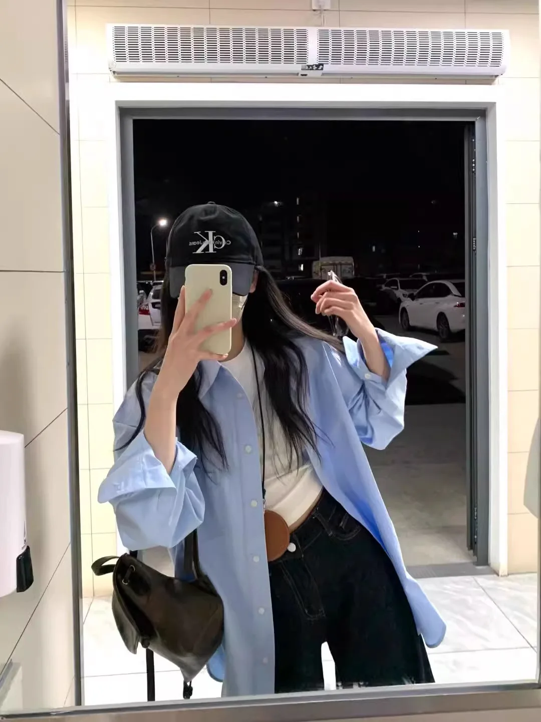 

Ele Blue Summer Long Sve irt Women's Thin Sun Protection Outerwear Korean Sle Loose Fit Button up Pure Color