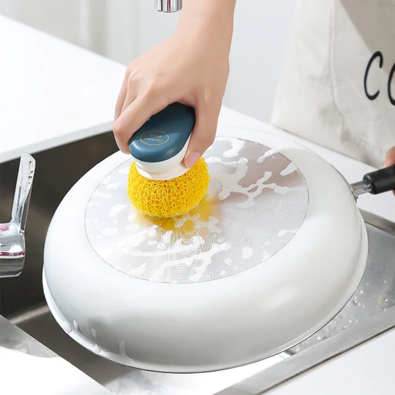 New Kitchen Refillable Detachable Nylon Wire Ball Cleaning Brushes Dish Washing Tools For Pans Cups Bowl Scrubber Accessories