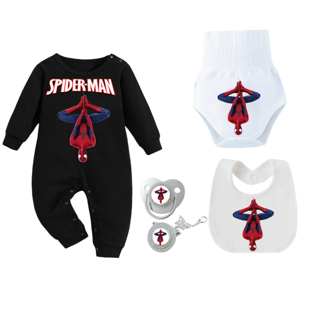 ชุดนอนพิมพ์ลายใหม่สำหรับทารกแรกเกิด กางเกงคลานสำหรับเด็ก ผ้าเช็ดทำความสะอาดเด็ก จุกนมหลอกสำหรับทารกแรกเกิด และที่ใส่จุกนมหลอกสำหรับผู้ชายและผู้หญิง