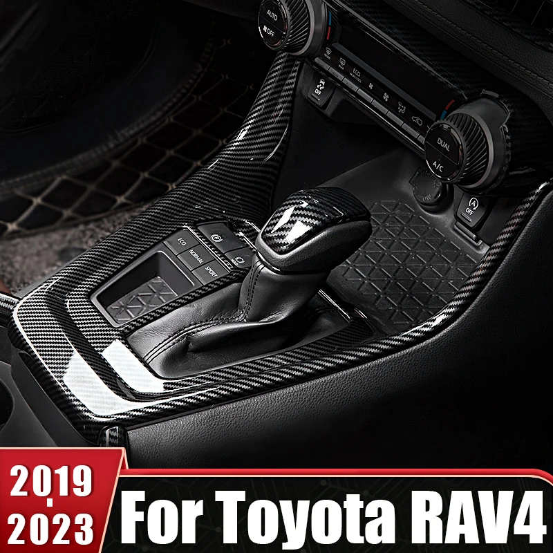 

ABS Carbon Fibre Gear Shift Panel Cover Trim LHD RHD For Toyota RAV4 XA50 2019 2020 2021 2022 2023 RAV 4 Hybrid Car Accessories