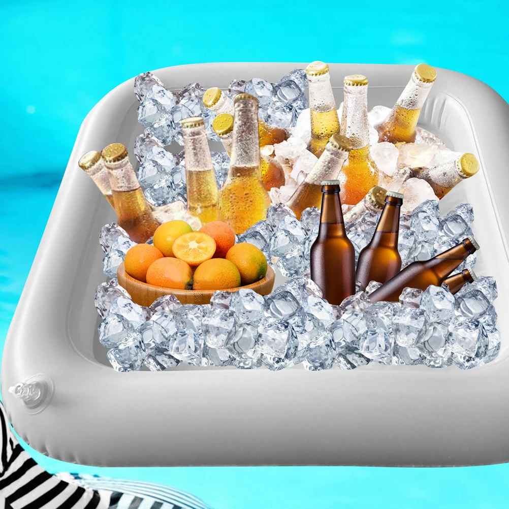 

2PCS Inflatable Ice Bar Pool Cooler PVC Floating Drink Holder for Swimming Pool Party BBQ Beach Wedding Camping Use
