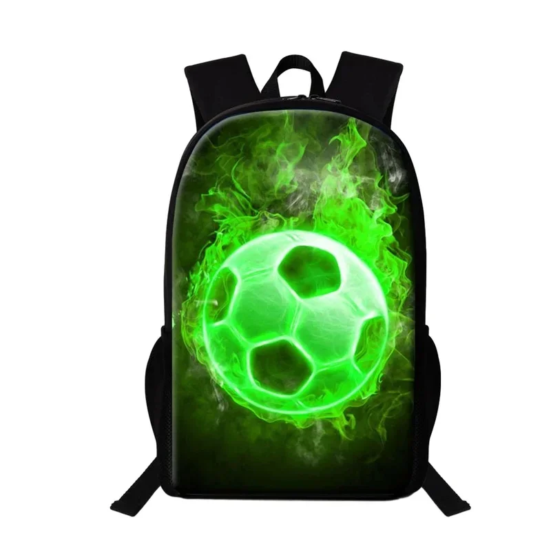 Green Flame Football School Bag Large Capacity High School Soccer Print Casual Backpacks for Teenagers Children Backpacks