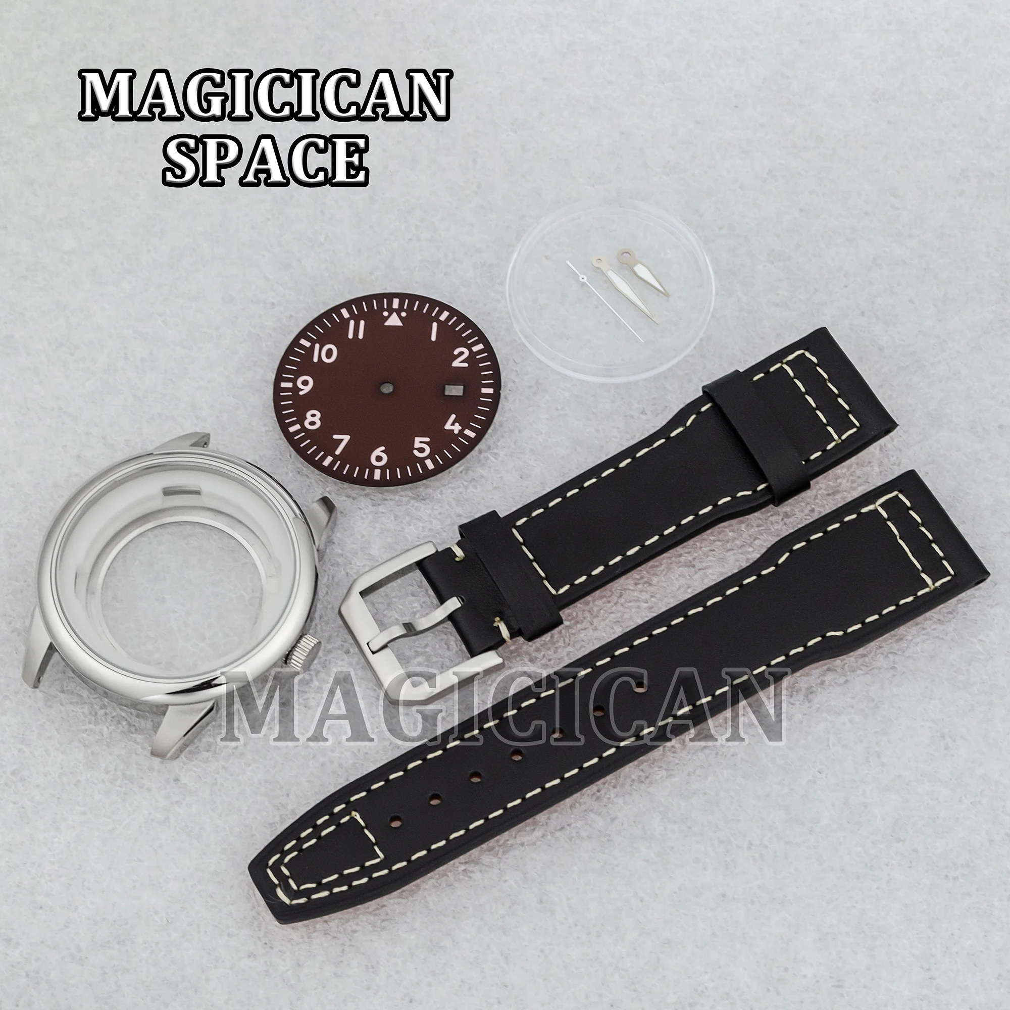 

NH35 Case Leather Strap Luminous Dial Hands for Mod Mark XX Watch Replacements Parts fit NH35/NH36 Automatic Movement