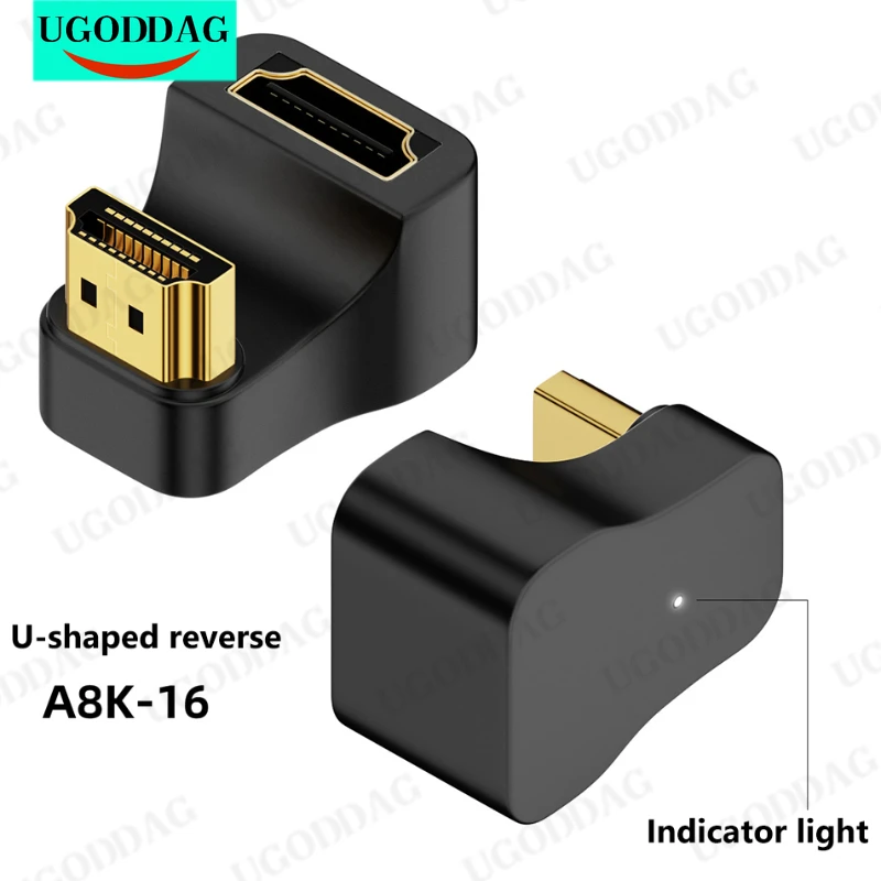 HDMI-compatible Adapter Splitter Male To Female to HDMI-compatible Male Converter Adapter 180 Degree Converter Extender 8K/60Hz