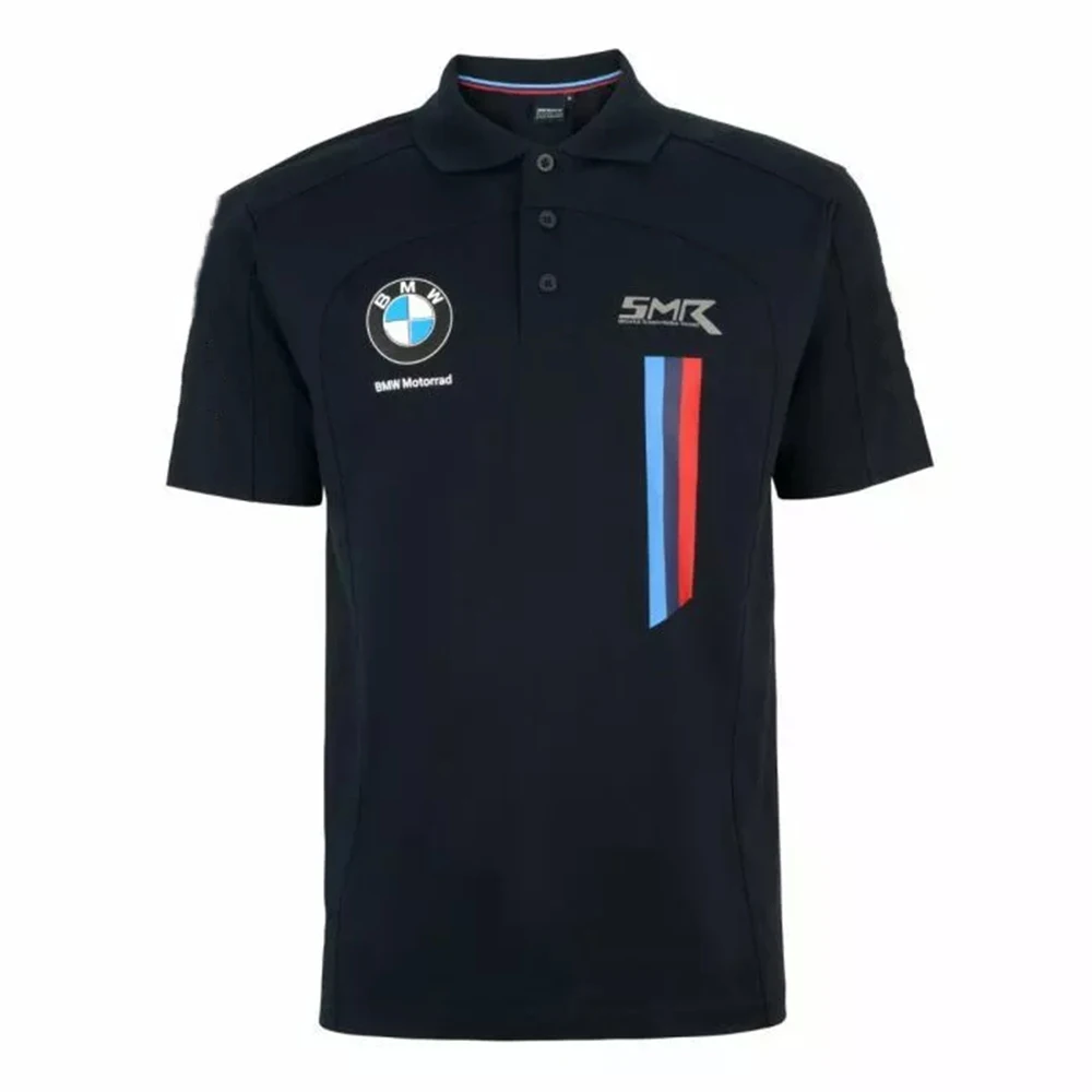 Polo da uomo in maglia abbottonata a maniche corte con abbigliamento sportivo Caltop Polo ufficiale della squadra BMW Motorrad WSBK