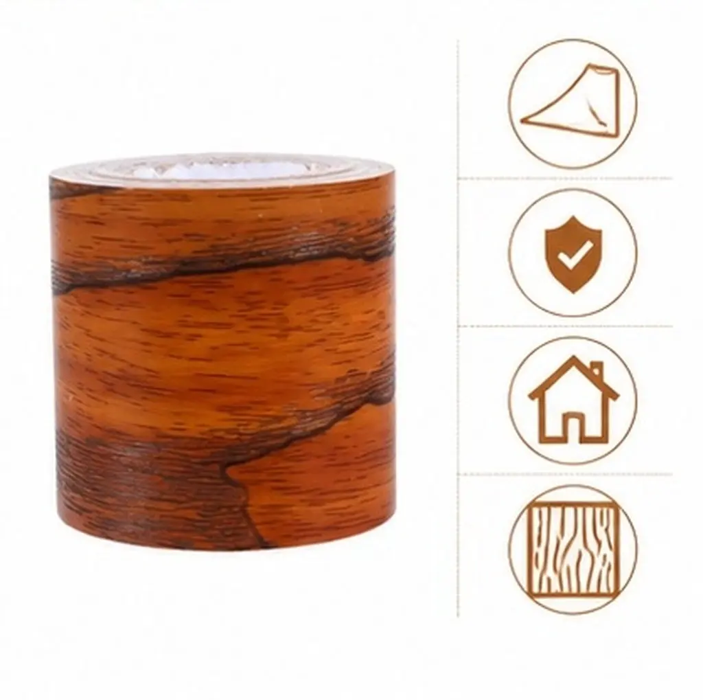 Wood Grain Sticker Wallpaper Self Adhesive Peel Stick Baseboard Waistline Wall Covering for TV Background Bedroom Kitchen