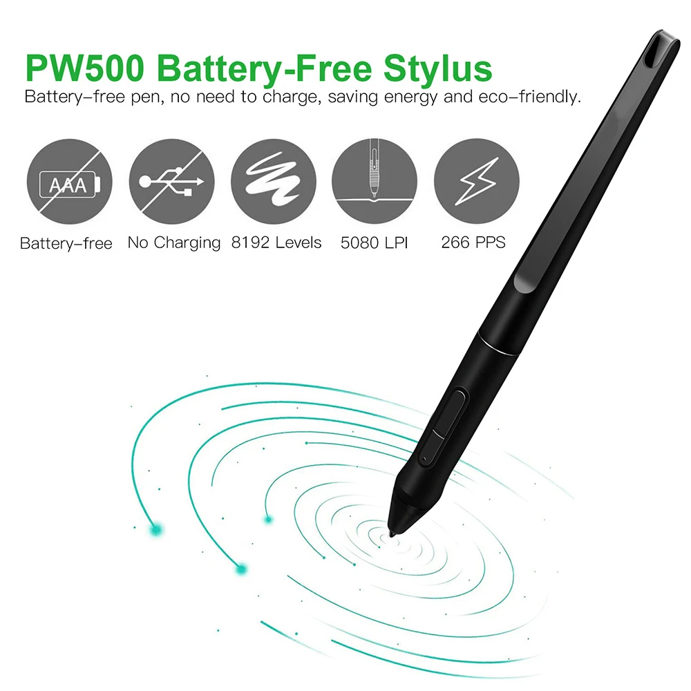 

Беспроводной стилус PW500 без батареек для графических планшетов Huion KAMVAS Pro 22, Inspiroy WH1409 V2, Q11K, Q620M, GT-221, GT2201, HS611