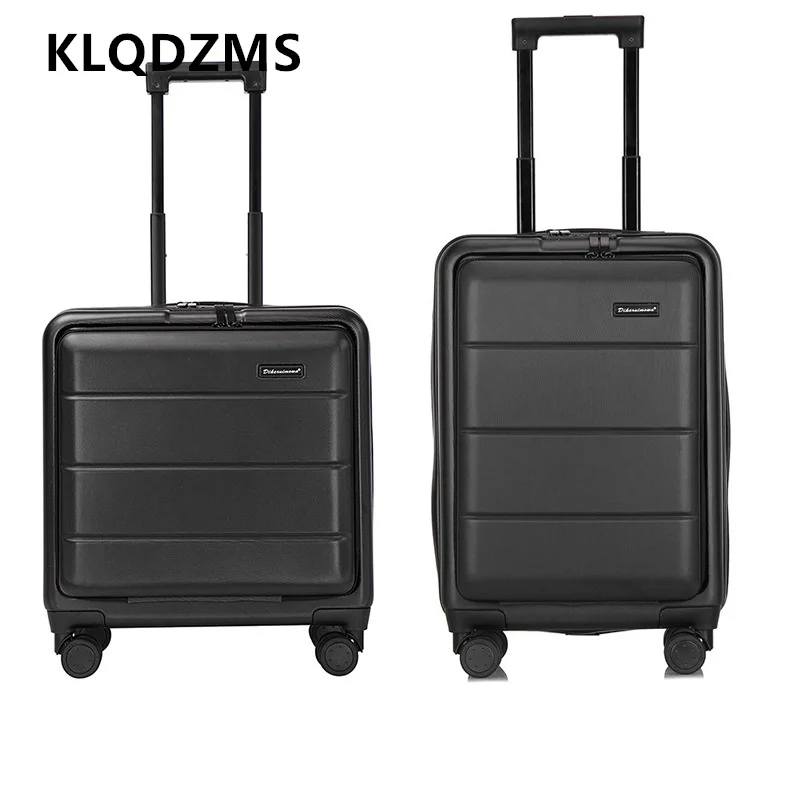 KLQDZMS ABS+PC Luggage Front Opening Laptop Boarding Case High Capacity Trolley Case 18
