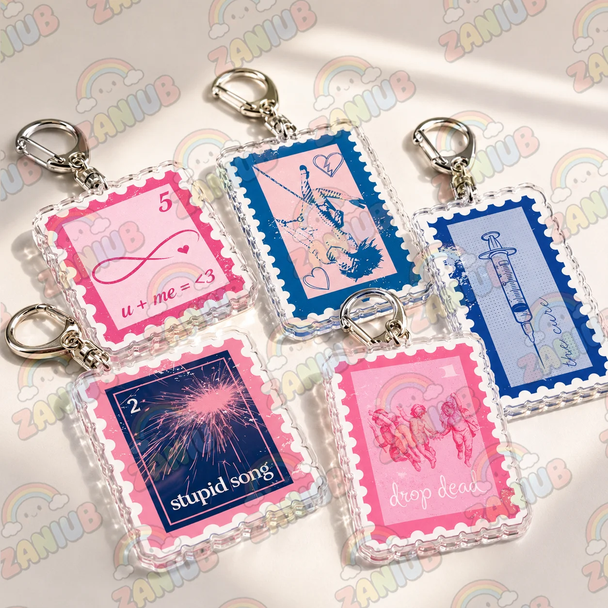 Hot Music Stamp Keychains for Accessories Jewelry Stupid Song The Cure Drop Dead Key Ring Purse Phone Bag Charm Friends Gifts