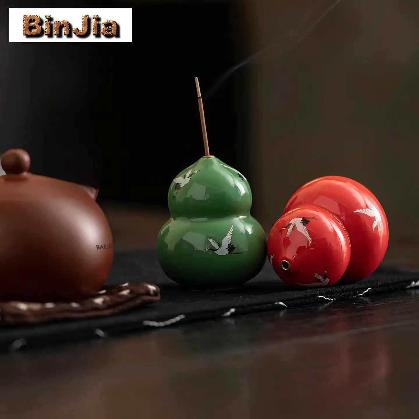 Crane Small Gourd Incense Holder Water Fountain Decoration Incense Burners Consecrate Smell Distributor Censer Cafes Ornaments