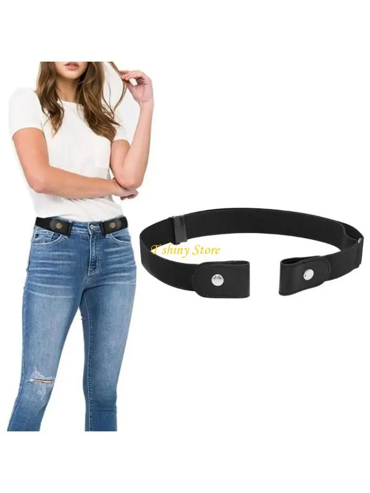 

N58F Seamless Stretch Belt Profile Waistband Accessory Metal Fastener 8 Neutral Color Jeans Dresses 3x100cm