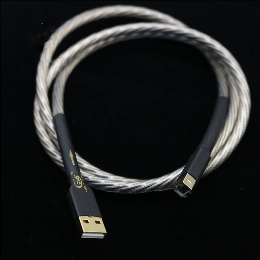 HiFI A-B type USB-kabels Audio DIY Koper Zilver OFC puur koperen geleider USB A naar USB B Audiokabel Snoer