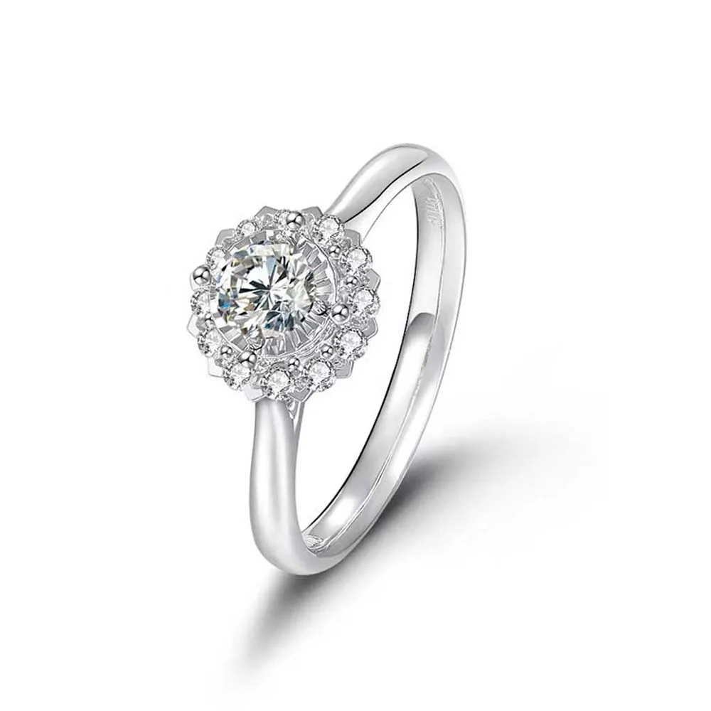 

shuibeipeiyu Lab Cultivated diamond 18K gold Diamond ring women Ring female round Four claws