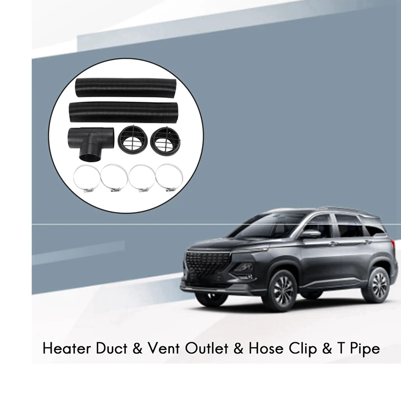 3 Set 60Mm Car Auto Heater Pipe Duct T Piece Warm Air Outlet Vent Hose Clips Set For Parking Heater Webasto Eberspacher