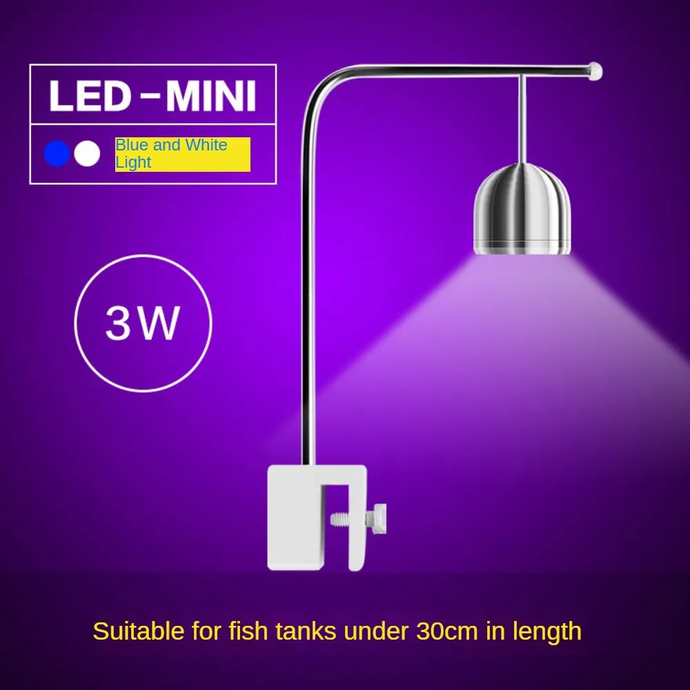 Imagem -03 - Pequeno Alumínio Fish Tank Clip Lamp Led Aquarium Light Modos de Iluminação para 30cm Plantas Aquáticas Tropical Turtle Jar