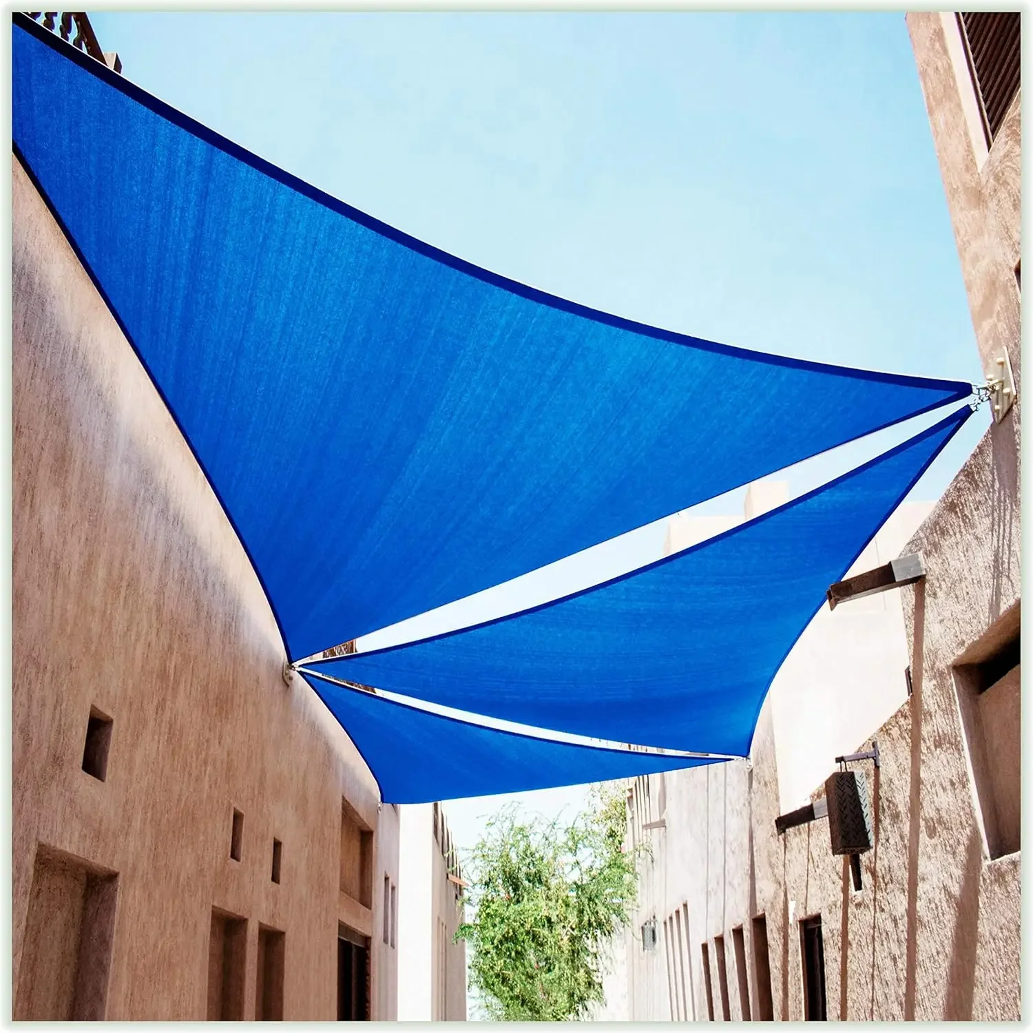 17' x 17' x 17' Blue Triangle Sun Shade Sail Canopy Mesh Fabric UV Block