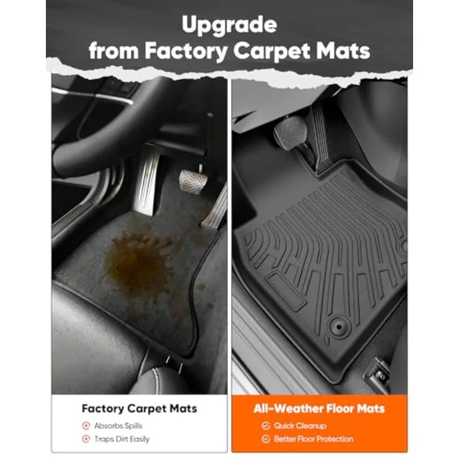 Car Floor Mats for Mazda CX30: 20202026, TPE material, black, custom-fit all-weather protection with non-slip backing