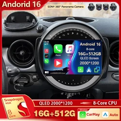 Android 16 For BMW MINI COOPER R56 R60 2007- 2014 2K QLED Android Car Radio Multimedia stereo Player AI Voice CarPlay Head Unit