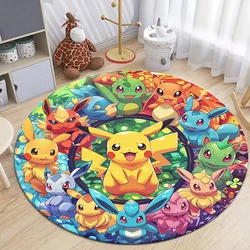 Pokemon Cartoon HD Printed Round Carpet for Living Room Bedroom Rugs Camping Picnic Mats Flannel Anti-Slip Rug Yoga Mat Gift