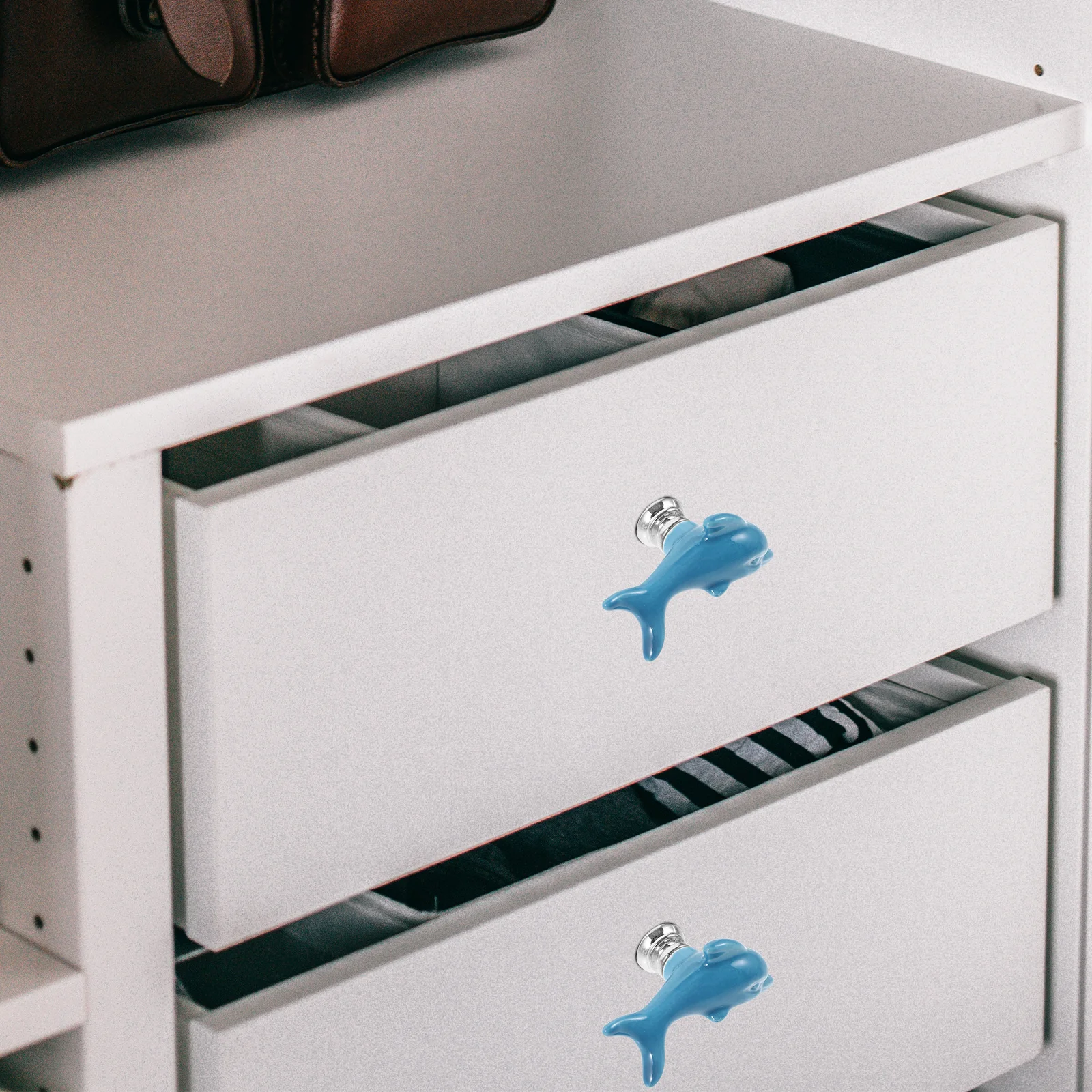 

2 Pcs Animal Drawer Knob Decorative Knobs Dolphin Dresser for Cabinet Ocean Ceramic