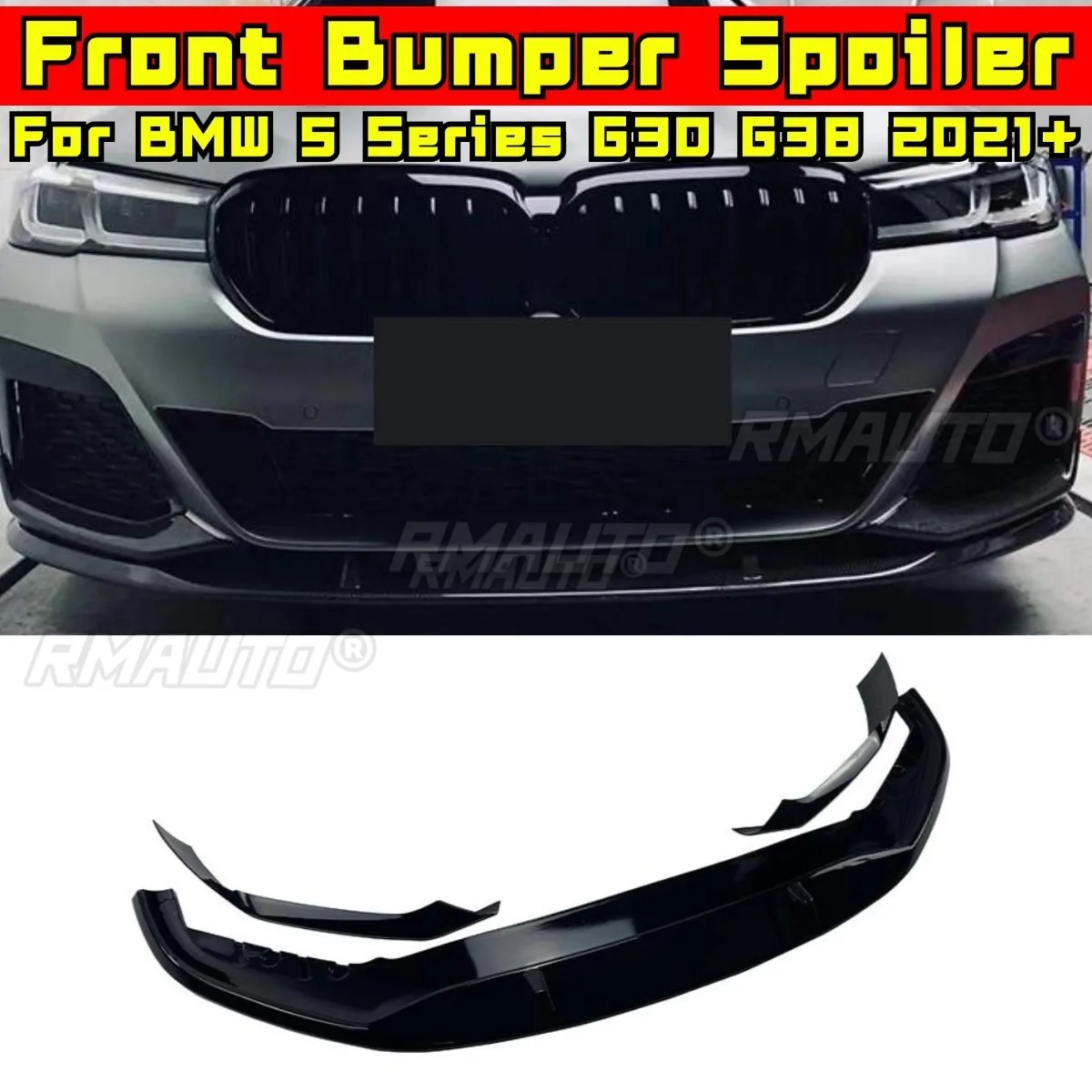 

Car Front Bumper Lip Diffuser Spoiler Glossy Black Modification Part For BMW 5 Series G30 G38 Late 2021+ Car Accessories