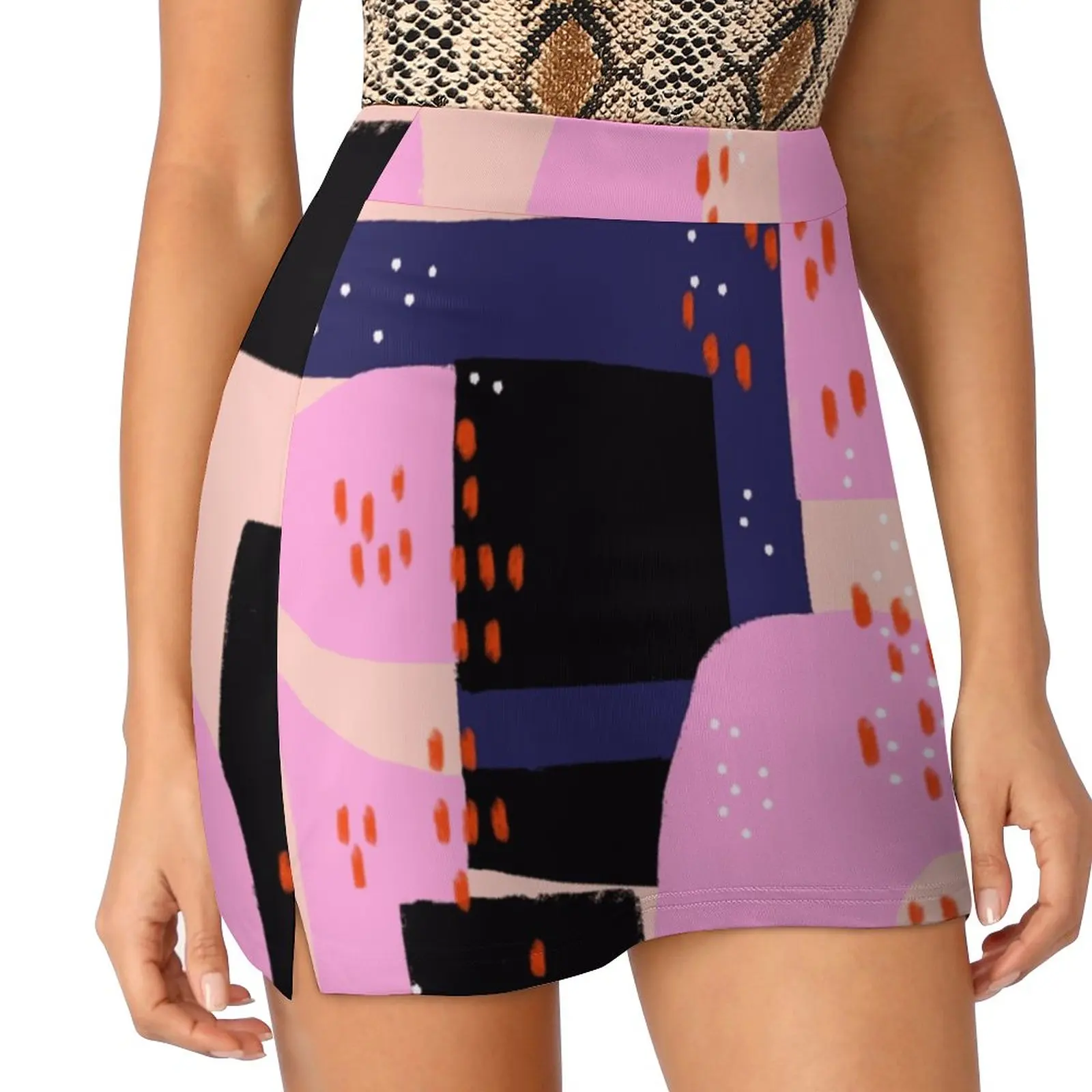 Memphis Inspired 80S Abstract Women's skirt Aesthetic skirts New Fashion Short Skirts Graphic Design Abstract Geometric Memphis