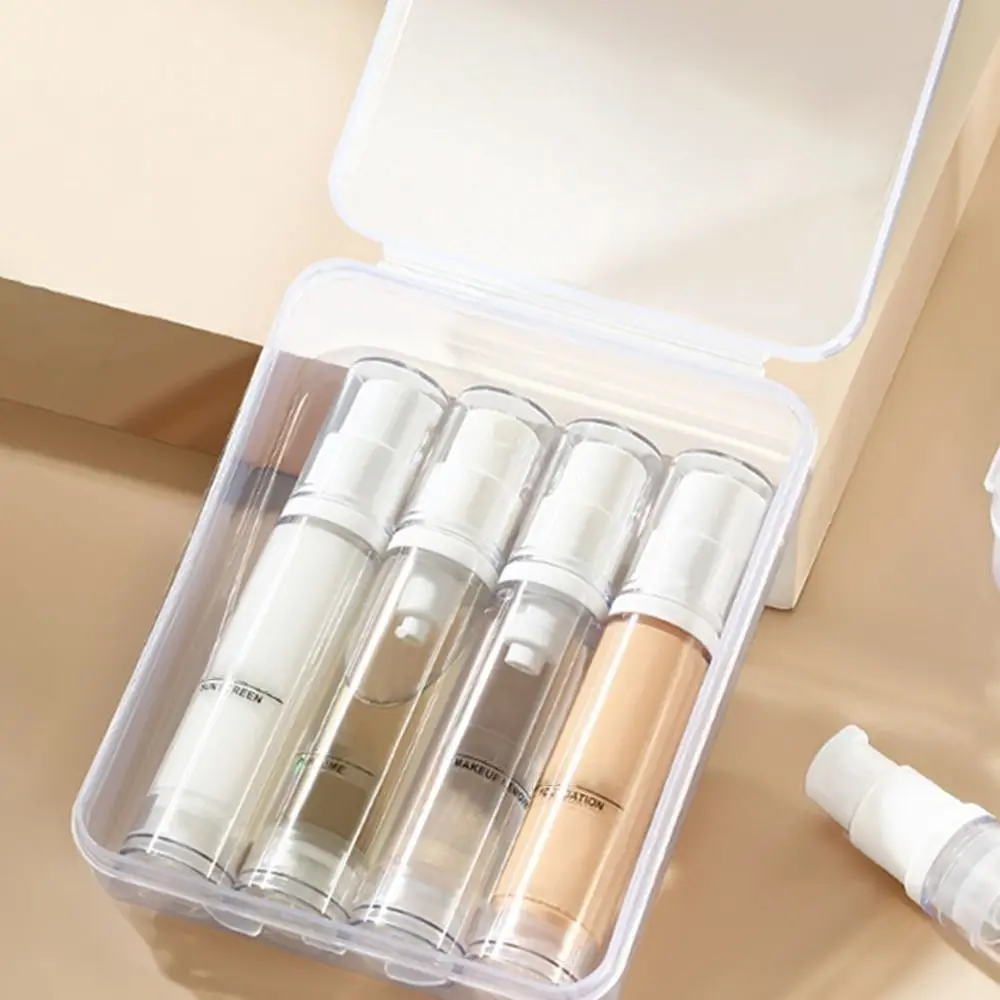 Set di bottiglie riutilizzabili da viaggio riutilizzabili da 3/4 pezzi flaconi vuoti per pompa per lozione trasparente etichette Airless contenitore cosmetico