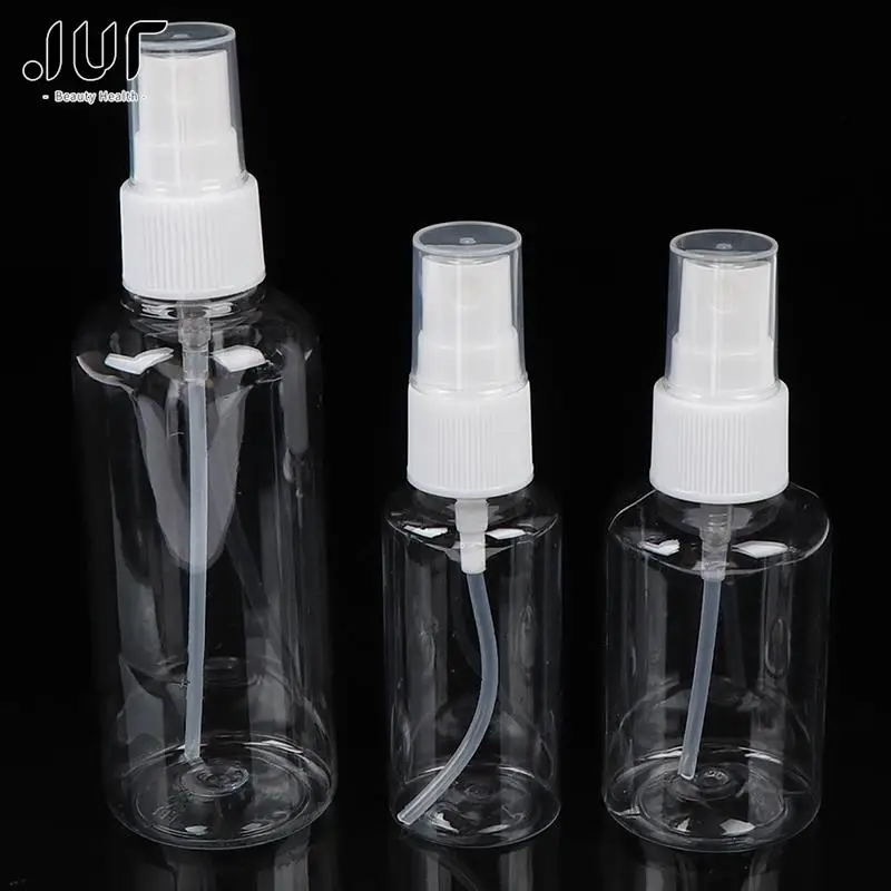 30ml / 50ml / 100ml pusta plastikowa butelka z rozpylaczem mini wielokrotnego napełniania butelka dozująca alkohol wielokrotnego użytku pojemnik na kosmetyki