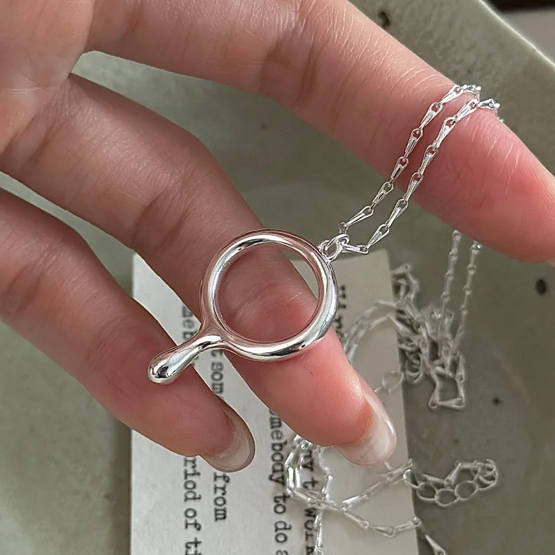 S925 Sterling Silver Sweater Necklace Retro Korean Blogger Style Minimalist Fashion Long Jewelry For Women