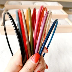 12 Colors Women Girls Super Thin Plastic Hairbands Solid Shining Hair Holder Cute Candy Colors Headbands