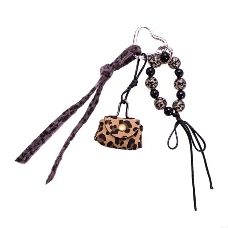 

340D Creative Leopard Print Mini Swork Bag Calceman Bag Charms Beadered Bearned Prouded Fashion Bag Sant для сумочек и рюкзака