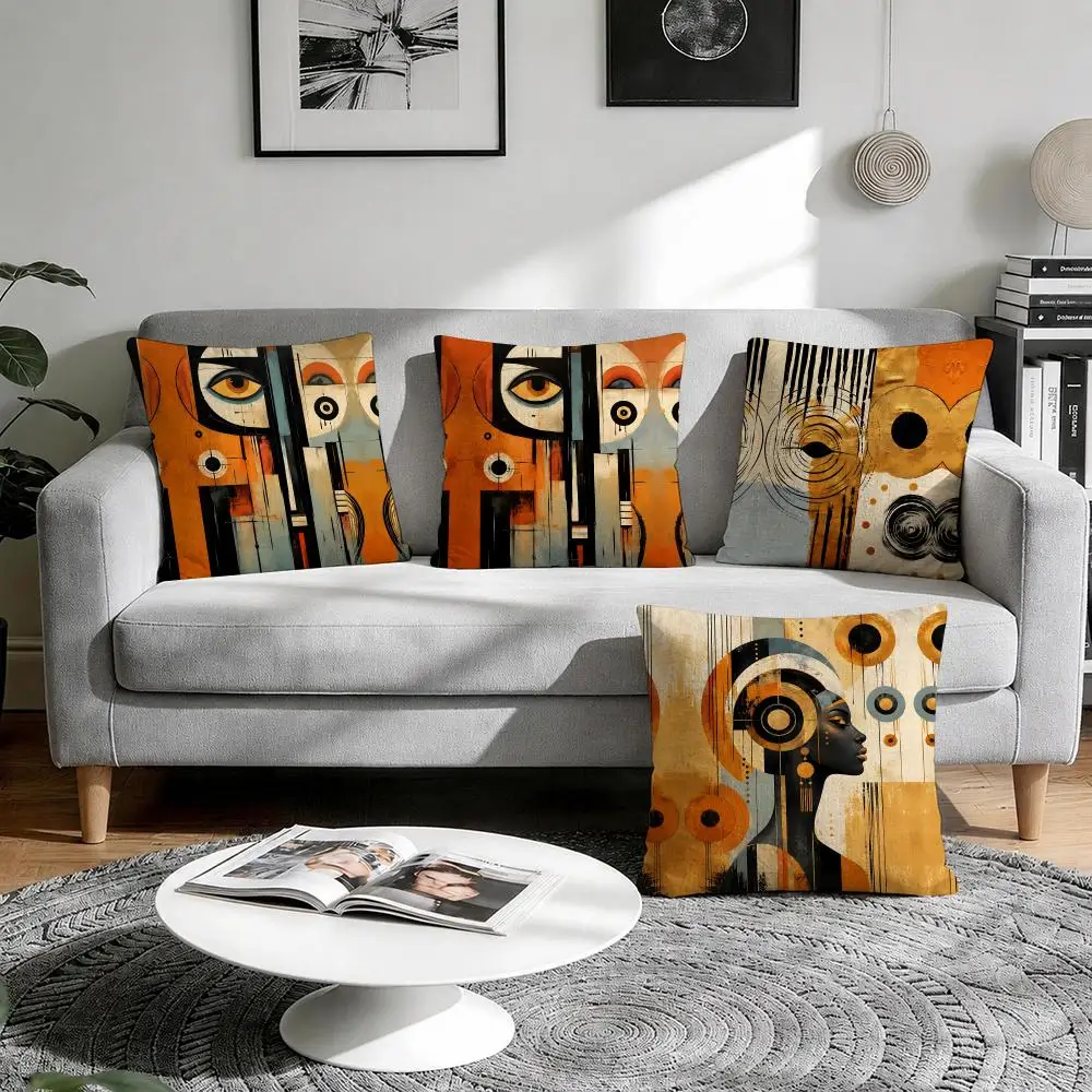 Abstract Ethnic African Bohemian Cushion Cover Natural Breathable Durable Linen Printed Decor Pillow Case Sofa Bedroom