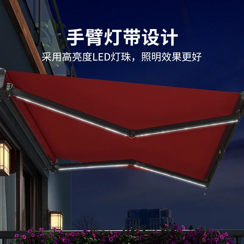 Awning Folding Telescopic Canopy Outdoor Rainproof Electric