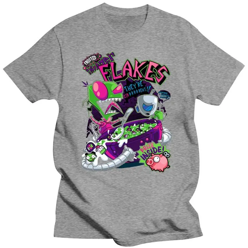 100% Cotton O Neck Custom Printed Tshirt Men T Shirt Invader Flakes Invader Zim Women T Shirt