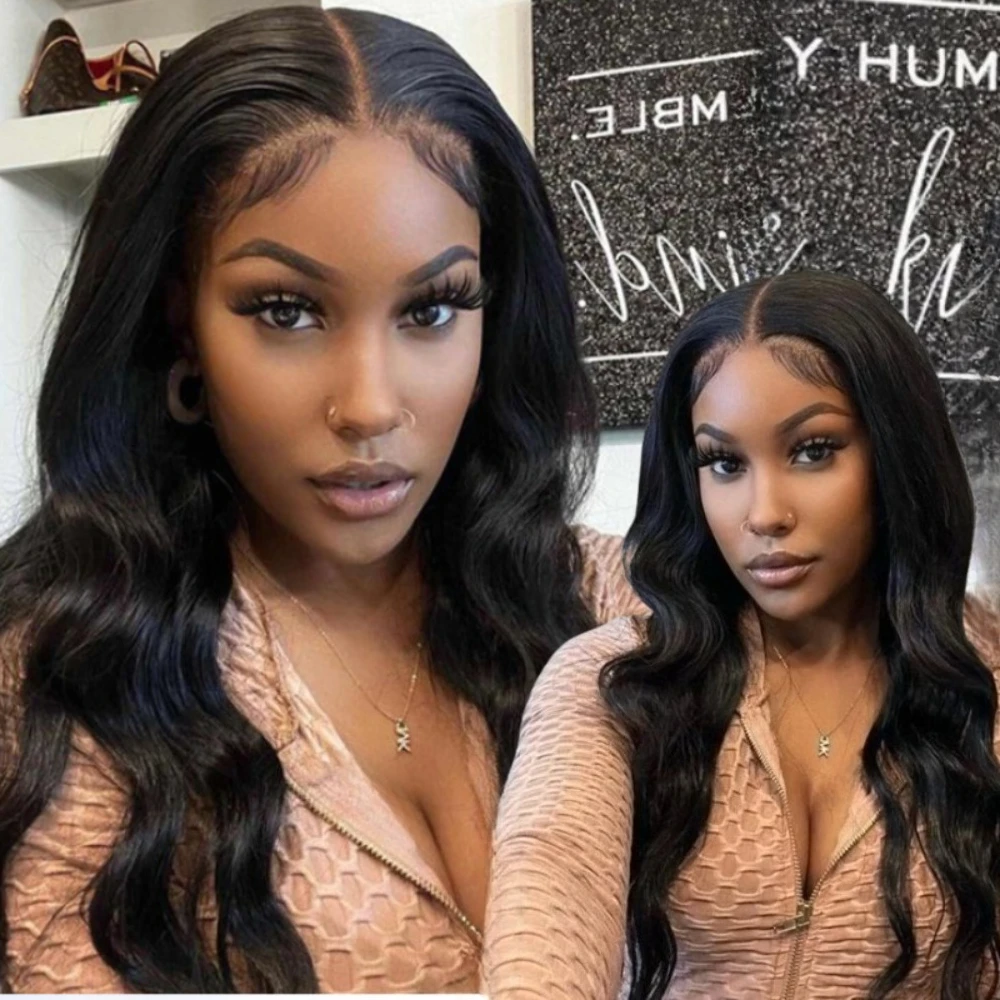 

40 Inch Body Wave 13x6 HD Transparent Lace Frontal Wig Human Hair Pre Plucked 200 Density Natural Black Brazilian Wigs For Women