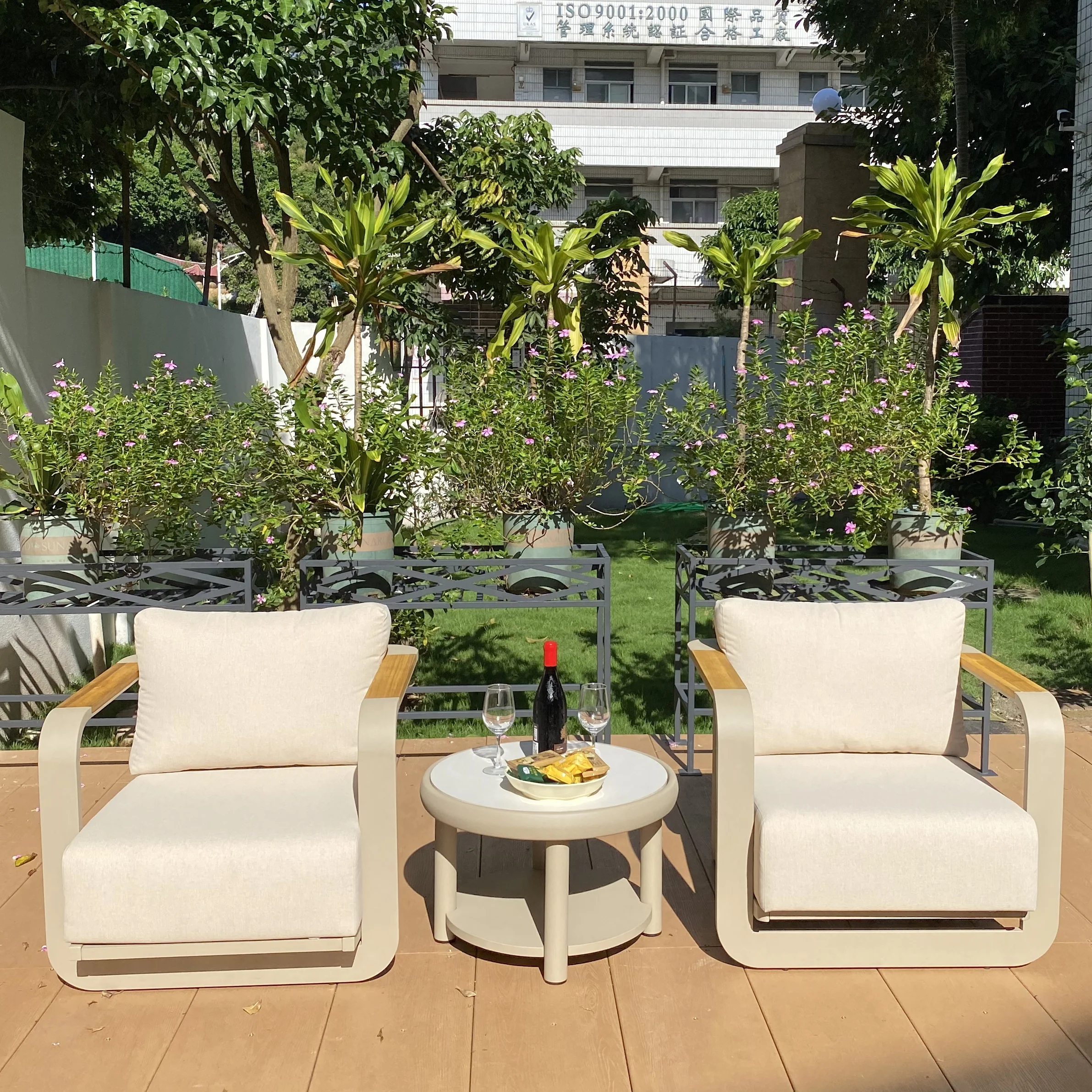 أريكة مفردة من الألومنيوم مع طاولة جانبية مستديرة #3