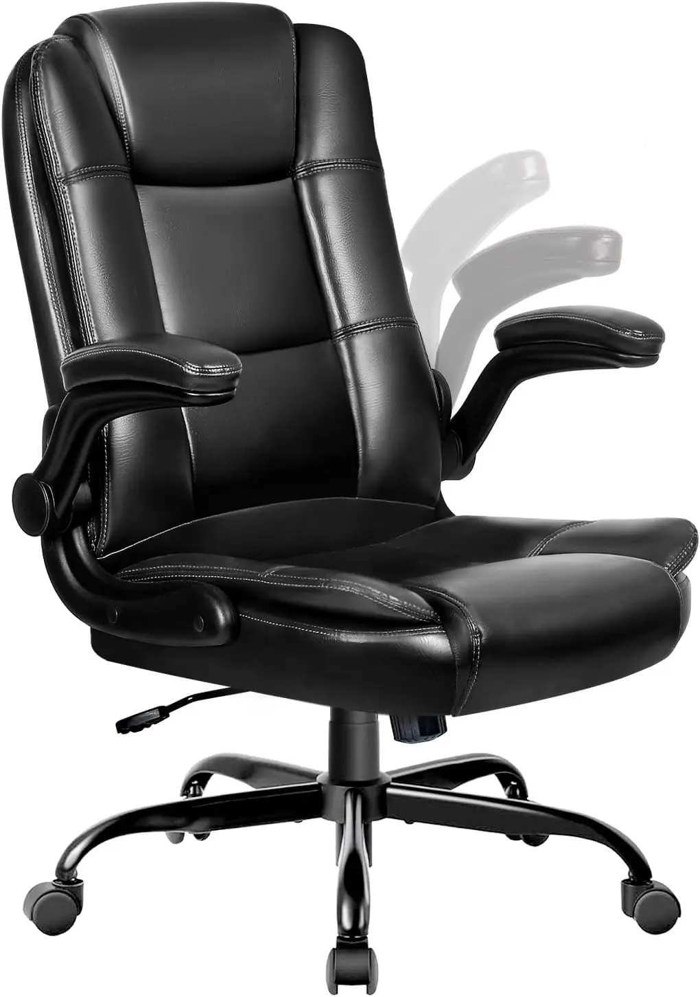 Leather Office Chair - Ergonomic Office Chair Computer Desk Chair, High Back Executive Office Chair with Lumbar Support