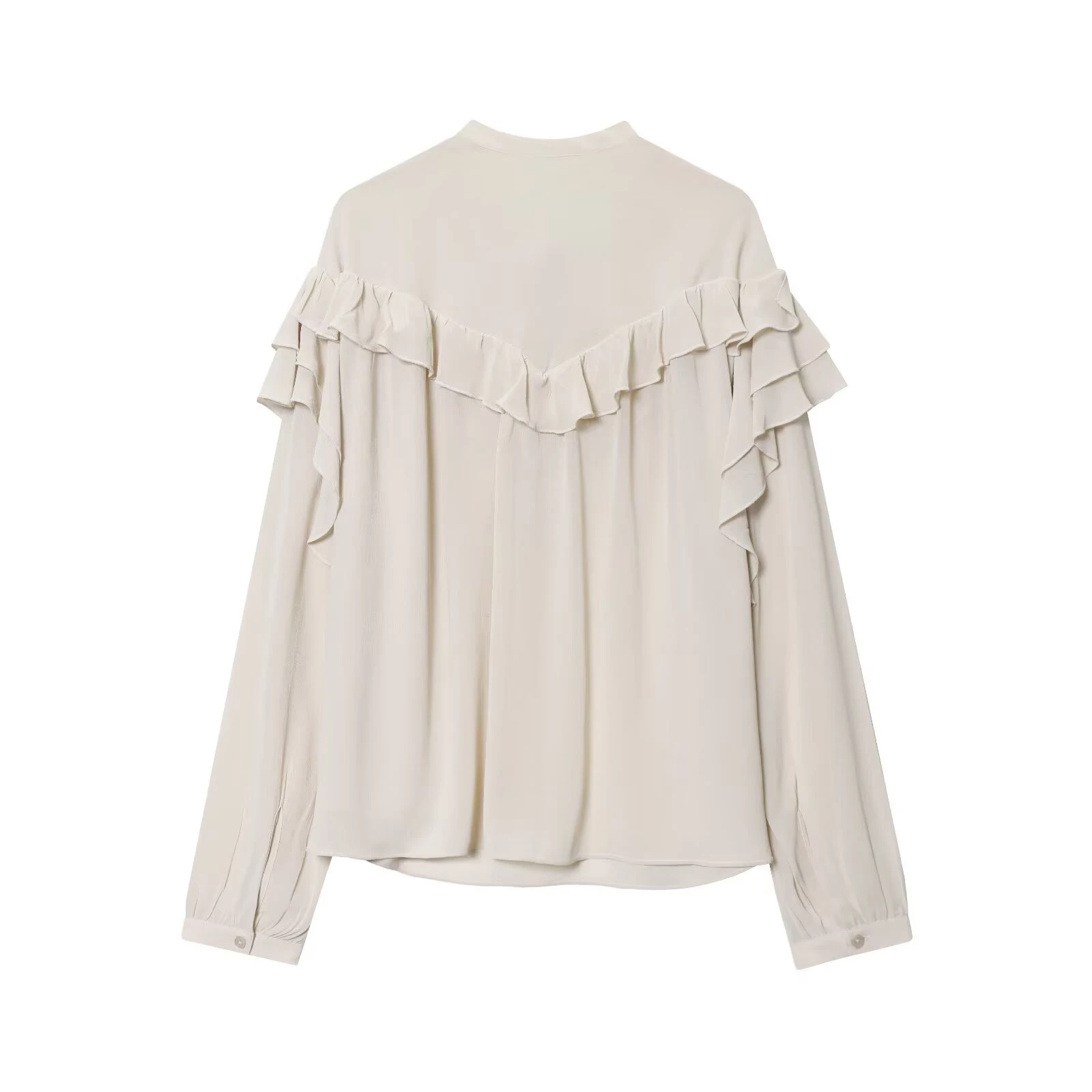 النمط الأوروبي والأمريكي 2025 ملابس نسائية شتاء جديدة مزاجه عادية بسيطة القوس الطبقات قميص الزخرفية