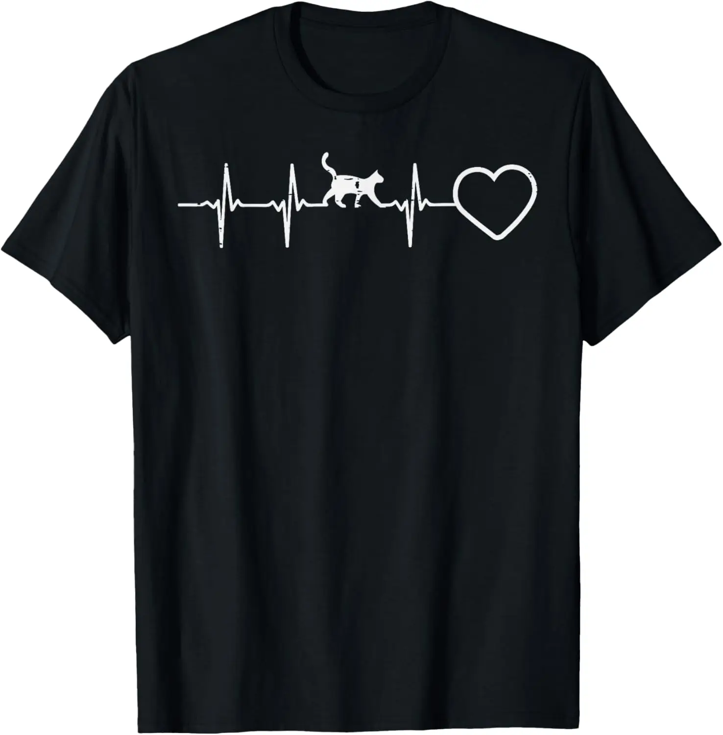 Heartbeat Love Cat Heart Funny Kitten Men Women Kids Girls T-Shirt