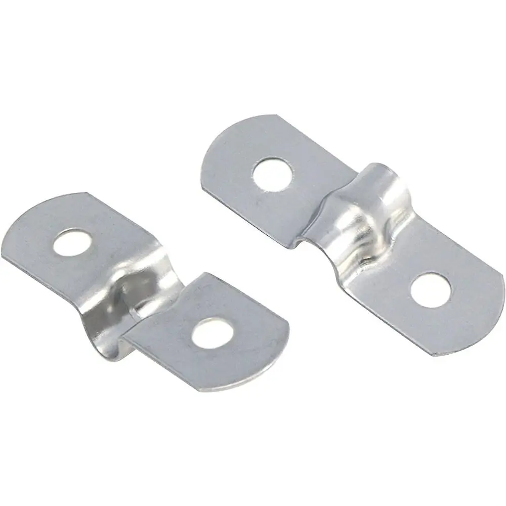 50Pcs M5  2Hole Strap U Bracket Tube Strap Stainless Steel Rigid Pipe Strap Clamp