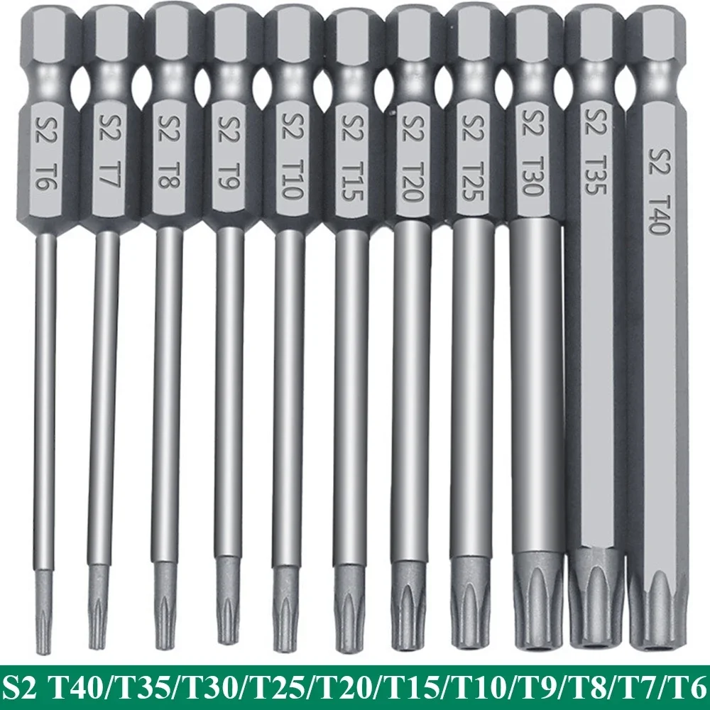 11-12PCS 1/4 "Hex Bits Fahrer Manipulationssichere Sicherheit Bohrer Magnetische Bit Set Torx Schraubendreher Flachkopf F1FC Hohe Qualität 50/100mm