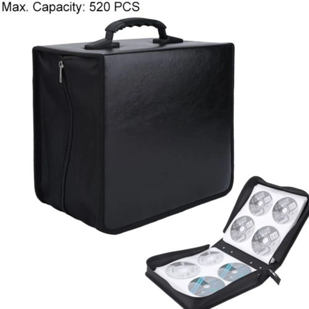 

400 Discs Large Capacity Dvd Wallet Holder Bag Portable Organizer Comfortable Handle Dustproof Zip Design Easy Carry